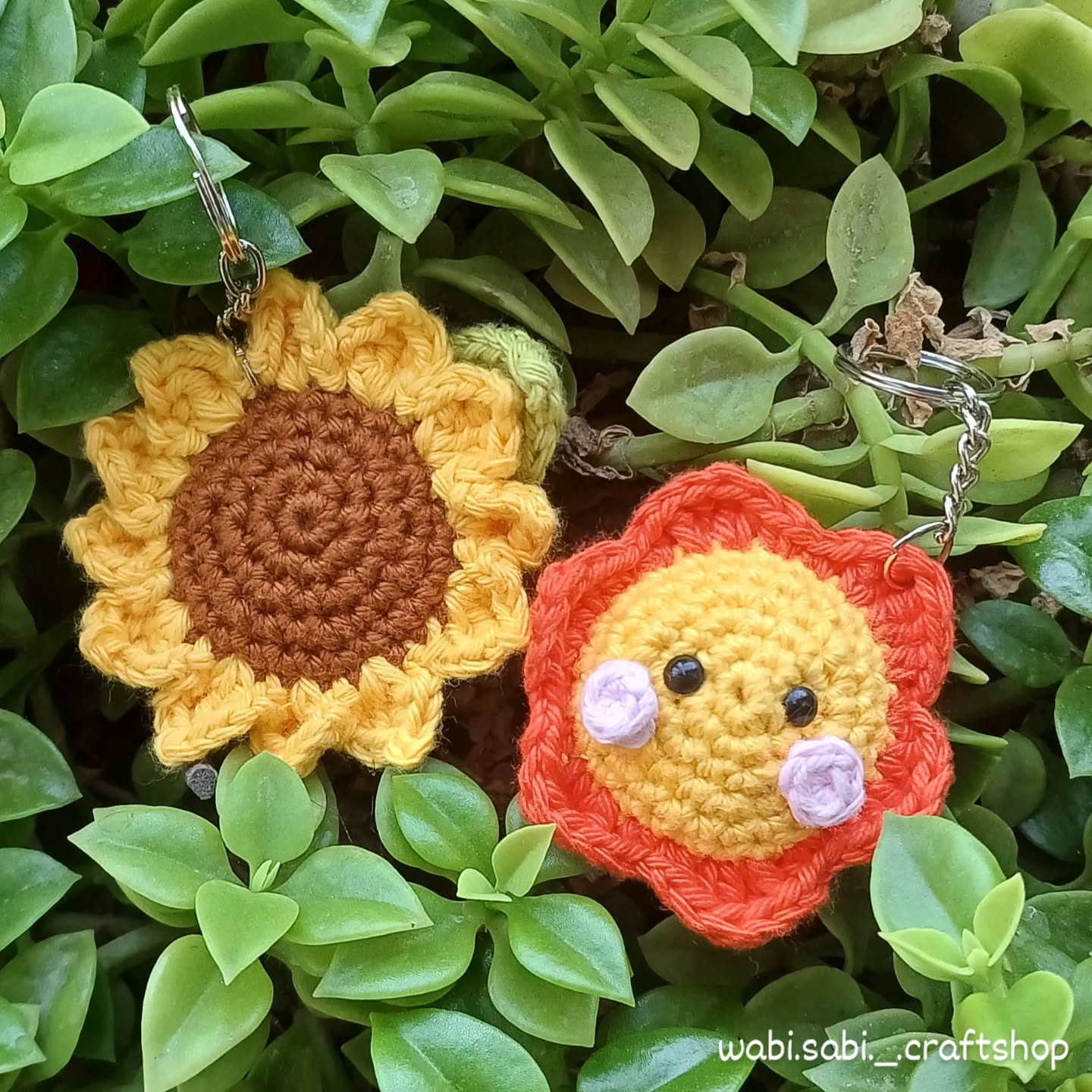 Sunflower Keychain, handmade crochet product